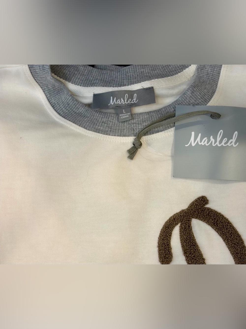NWT MARLED Cream & Gray 'Game Day' Crewneck Sweatshirt - Picture 3 of 7